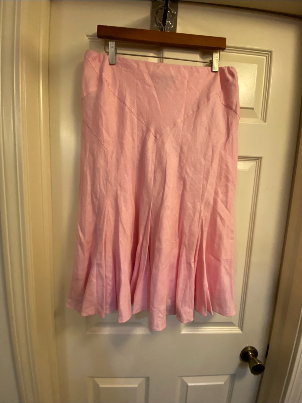 Ralph Lauren Light Pink A-Line Midi Linen Skirt size Large P